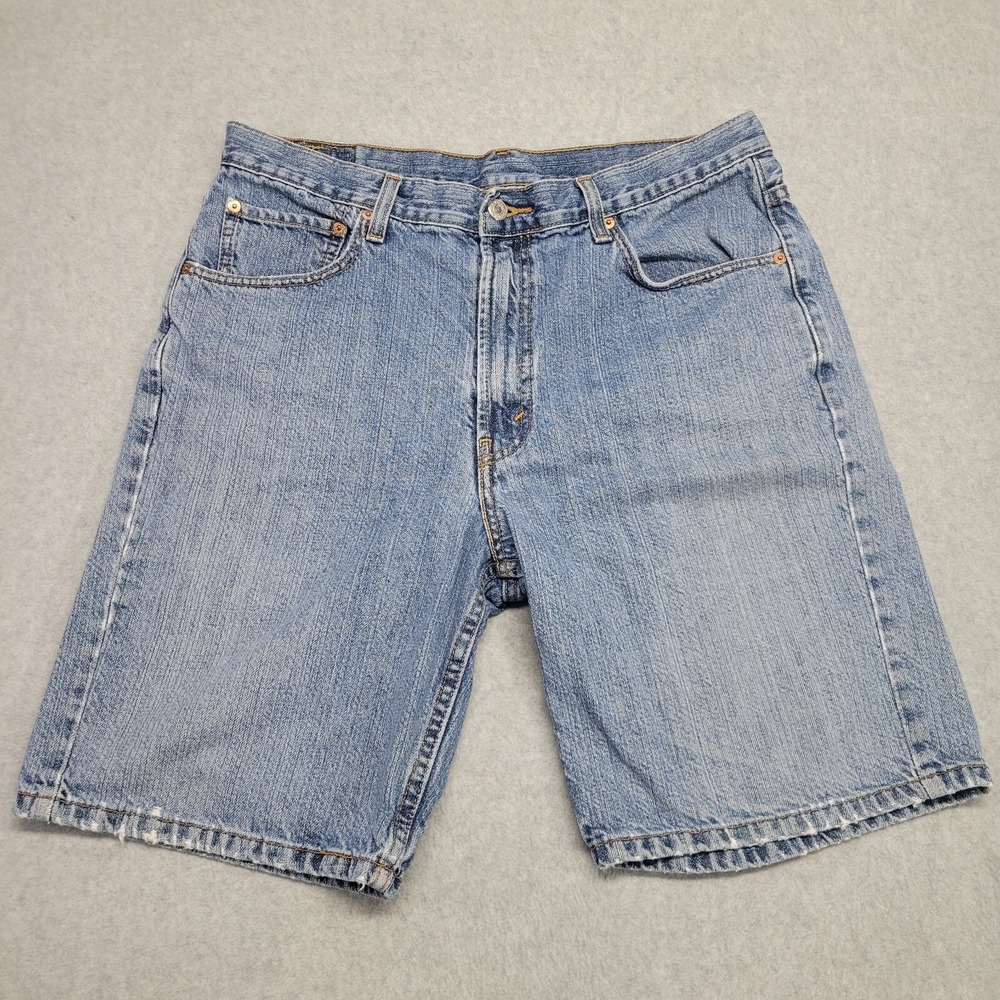 Levis 505 Regular Fit Denim Shorts Mens Size 36 Light Wash Blue Cotton